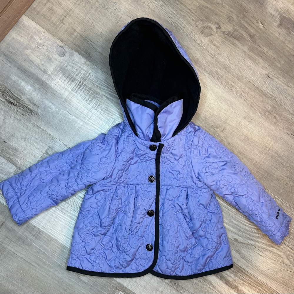 London Fog Girl's Size 12M Coat Jacket Hooded Quilted Lined Padded Snap